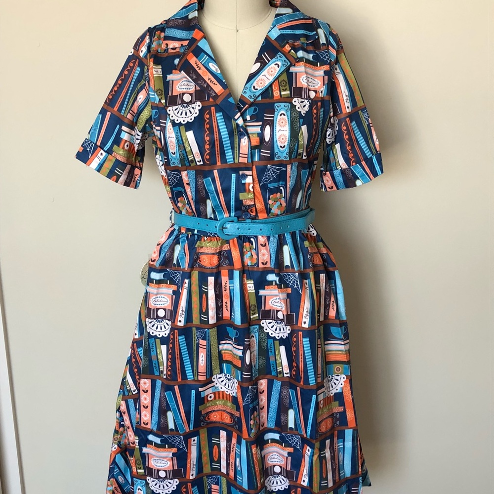 Lindy Bop Bletchley Book Print Dress. UK 12.